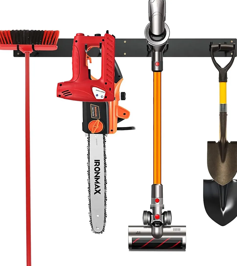 Système de Rangement Outil pour Garage, Porte Outils Mural pour avec 4 Crochets Doubles en Métal