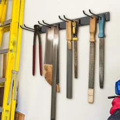 Système de Rangement Outil pour Garage, Porte Outils Mural pour avec 4 Crochets Doubles en Métal