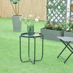 Table basse avec plateau amovible Sandefjord acier 53 x 40 cm noir en.casa