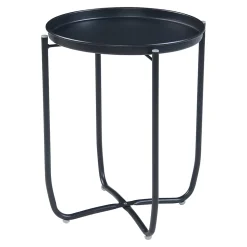Table basse avec plateau amovible Sandefjord acier 53 x 40 cm noir en.casa