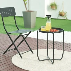 Table basse avec plateau amovible Sandefjord acier 53 x 40 cm noir en.casa