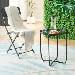 Table basse avec plateau amovible Sandefjord acier 53 x 40 cm noir en.casa