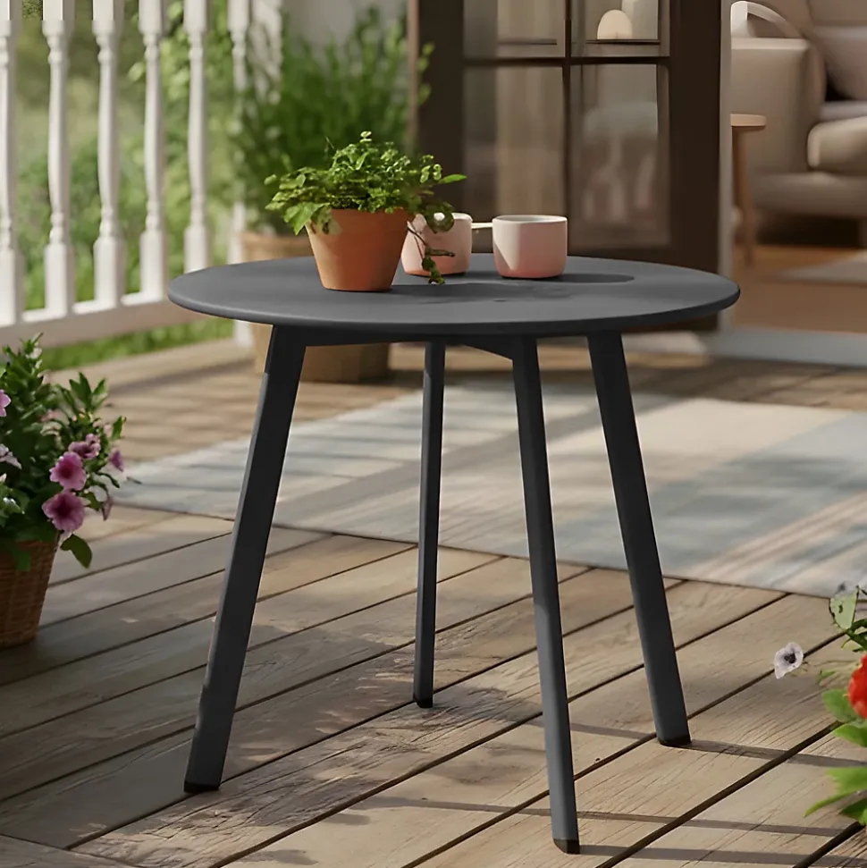 Table basse de jardin ronde en acier graphite ProLoisirs Massai ø40 cm