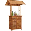 Table de bar d'extérieur avec toit - VIDAXL - 45909 - Bois d'acacia - Marron - Rectangulaire