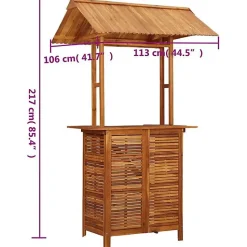 Table de bar d'extérieur avec toit - VIDAXL - 45909 - Bois d'acacia - Marron - Rectangulaire