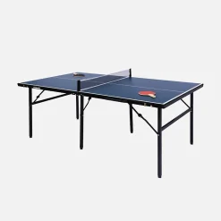 Table de ping pong d'intérieur médium. bleu. avec 2 raquettes et 3 balles