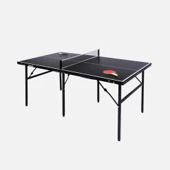 Table de ping pong d'intérieur médium. noir. avec 2 raquettes et 3 balles