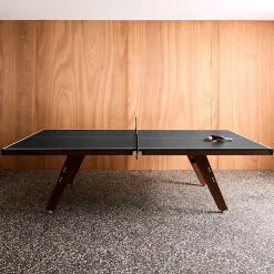 Table de ping pong intérieur deluxe gris avec 2 raquettes et 3 balles