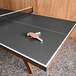 Table de ping pong intérieur deluxe gris avec 2 raquettes et 3 balles
