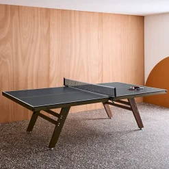 Table de ping pong intérieur deluxe gris avec 2 raquettes et 3 balles