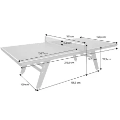 Table de ping pong intérieur deluxe gris avec 2 raquettes et 3 balles