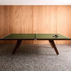 Table de ping pong intérieur deluxe kaki avec 2 raquettes et 3 balles