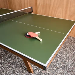 Table de ping pong intérieur deluxe kaki avec 2 raquettes et 3 balles