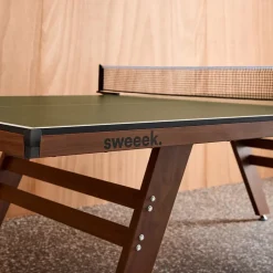 Table de ping pong intérieur deluxe kaki avec 2 raquettes et 3 balles
