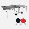 Table de ping pong OUTDOOR gris - table pliable avec 4 raquettes et 6 balles