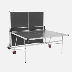 Table de ping pong OUTDOOR gris - table pliable avec 4 raquettes et 6 balles
