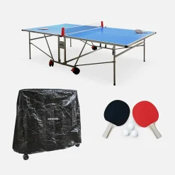 Table de ping pong OUTDOOR. avec 2 raquettes et 3 balles. pour utilisation extérieure + Housse en PVC
