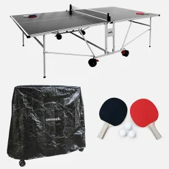 Table de ping pong OUTDOOR. avec 2 raquettes et 3 balles. pour utilisation extérieure + Housse en PVC