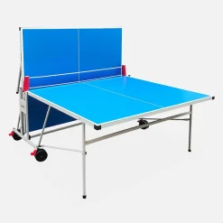 Table de ping pong OUTDOOR bleue - table pliable avec 2 raquettes et 3 balles. pour utilisation extérieure. sport tennis de table