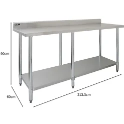 Table de Travail pour Cuisine en Inox - 210 cm