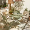 Table d'extérieur en aluminium L.70/110 x H.14cm vert amande