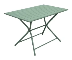 Table d'extérieur en aluminium L.70/110 x H.14cm vert amande