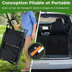 Table Pliante Extérieur Table de Cuisine de Camping avec 4 Tablettes Appoint Support de Rangement Sac de Transport