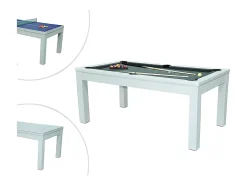 Table transformable blanche - Billard & Ping-pong - L182 x l102 x H80 cm - HENK