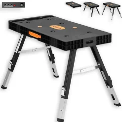 Établi pliant - FUXTEC FX-WB - table de travail, échafaudage, chevalet de sciage, planche à roulettes