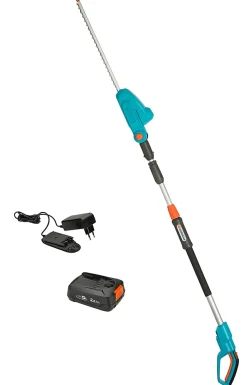 Taille-haie sur perche sans fil avec batterie 18 V - longueur de la lame 42 cm - écartement des dents 16 mm - Gardena THS42/18V P4A