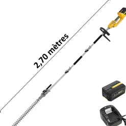 Taille-haies sur perche sans fil à batterie, 40 V, GT ELEC + batterie 4 Ah + chargeur - GT ELEC