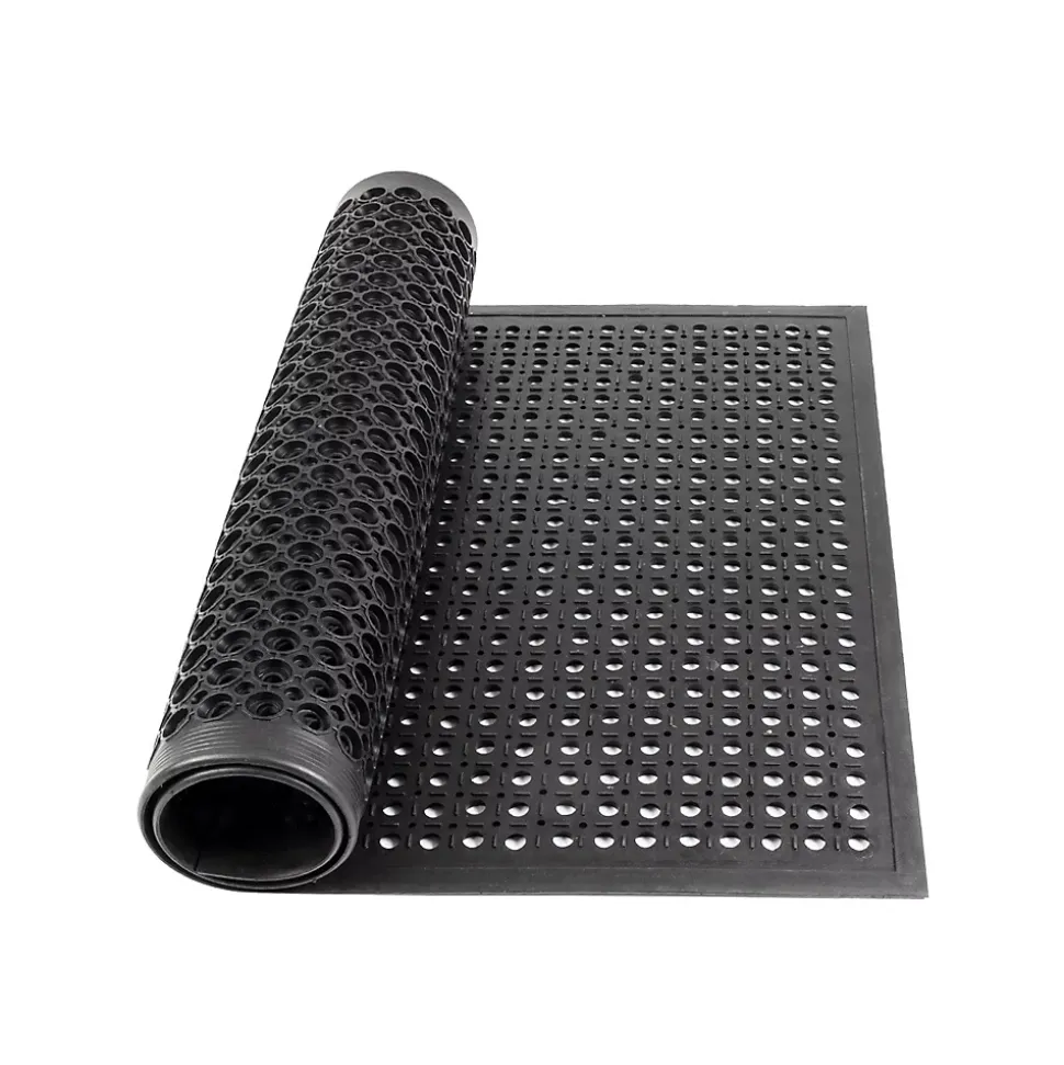 Tapis en caoutchouc perforé Caoutchouc naturel Noir 90 x 150 cm - Floordirekt