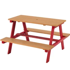 Teamson Kids Table de pique nique enfants avec parasol Rouge