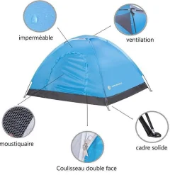 Tente de camping - SPRINGOS - 2 personnes - Imperméable - Légère - Moustiquaire