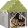 Tente de Jeu pour Enfants Intérieur et Extérieur, pour enfant avec Tapis épais, pour Noël, 105 x 120 x 140 CM (Vert)