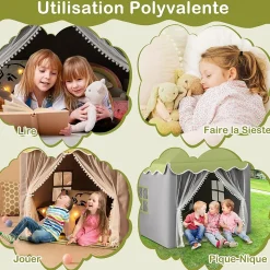 Tente de Jeu pour Enfants Intérieur et Extérieur, pour enfant avec Tapis épais, pour Noël, 105 x 120 x 140 CM (Vert)