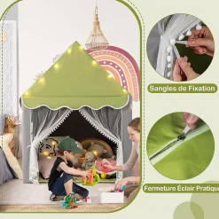 Tente de Jeu pour Enfants Intérieur et Extérieur, pour enfant avec Tapis épais, pour Noël, 105 x 120 x 140 CM (Vert)