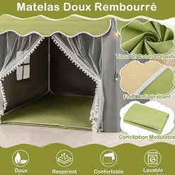 Tente de Jeu pour Enfants Intérieur et Extérieur, pour enfant avec Tapis épais, pour Noël, 105 x 120 x 140 CM (Vert)