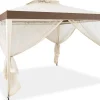 Tente de Pavillon de 3M avec Moustiquaire Transparente sur 4 Cotes Petite Fenetre au Plafond Beige
