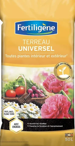 Terreau universel toutes plantes intérieur et extérieur Fertiligène 50L