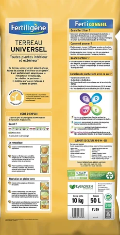 Terreau universel toutes plantes intérieur et extérieur Fertiligène 50L