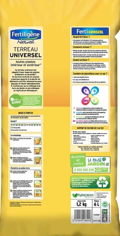 Terreau universel toutes plantes intérieur et extérieur Fertiligène 6L