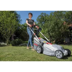 Tondeuse électrique 2000W Tonte & Ramassage Mulching Largeur de coupe 43cm, 5 Hauteurs de coupe, Tondeuse gazon Bac 50L IKRA