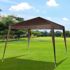 Tonnelle barnum de jardin pop-up pliant 2,4L x 2,4l x 2,5H m acier polyester imperméabilisé anti UV avec sac de transport chocolat