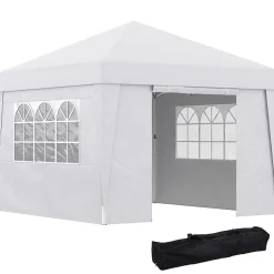 Tonnelle barnum pop-up 3 x 3 x 2,75 m anti-UV 30+ sac transport et lestage inclus blanc