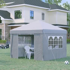 Tonnelle barnum pop-up 3 x 3 x 2,75 m anti-UV 30+ sac transport et lestage inclus blanc