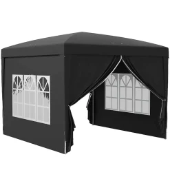 Tonnelle barnum pop-up pliant dim. 3L x 3l x 2,58H m 2 fenêtres sac transport acier Oxford noir