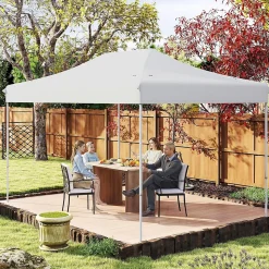 Tonnelle de Jardin Exterieur 445X300CM,pour 10-12 Personnes,Réglable 313/323/333CM, Abri Solaire,Sac de Transport(3x4,45 M-Beige)