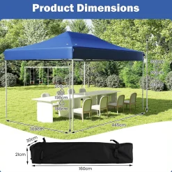 Tonnelle de Jardin Exterieur 445X300CM,10-12 Personnes, Réglable 313/323/333CM, Abri Solaire, Sac de Transport(3x4,45 M-Bleu)
