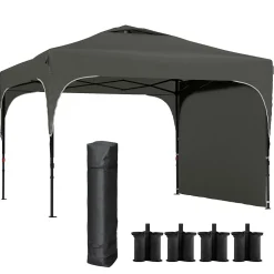 Tonnelle pop-up barnum pliant 3 x 3 x 2,65 m - paroi latérale amovible, sac transport, sacs à lester - acier toile gris